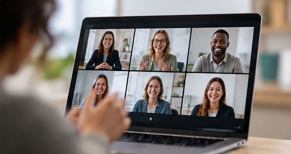 Practitioners meeting together in an online video session